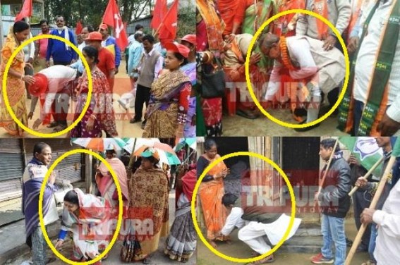 Tripura Assembly Election : Ruling, Opposition leaders are Active with 'Pranaam' theory to woo voters Tripura Assembly Election : Ruling, Opposition leaders are Active with 'Pranaam' theory to woo voters